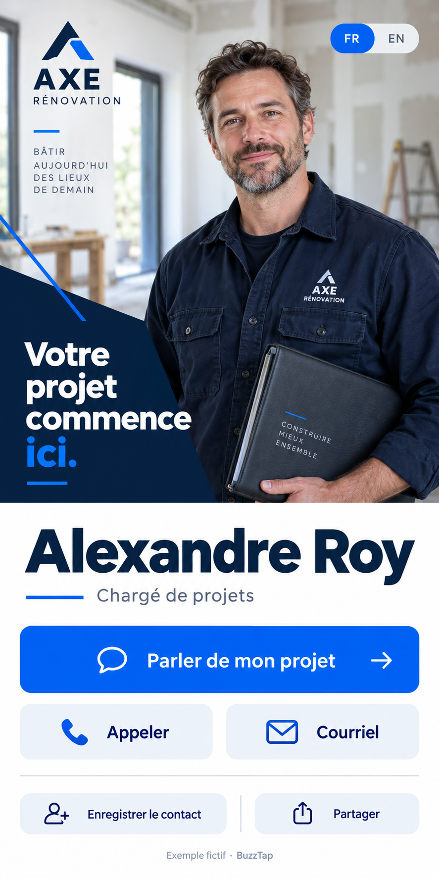Carte · Chargé de projets — Un contact direct pour amorcer les travaux.