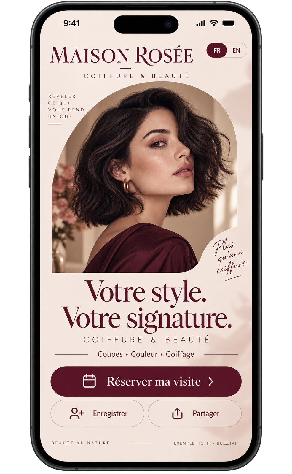 Coiffure et beauté — Donner envie de changer de look. Inviter à réserver.